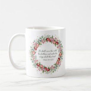 Psalm 91 4 KJV Unter seinen Flügeln Erdbeer-Kranz Kaffeetasse