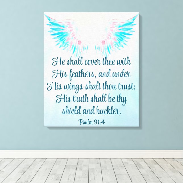 Psalm 91:4 leinwanddruck (Insitu (Holzboden))