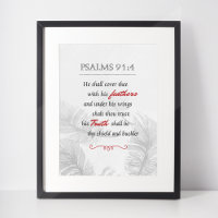 Psalm 91:4 Monochrome Federn Poster