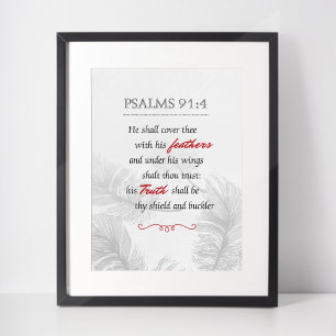 Psalm 91:4 Monochrome Federn Poster