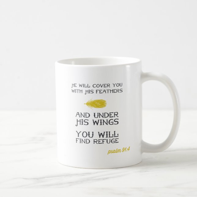 Psalm-91:4 % pipe% inspirierend Gelb des Tasse (Rechts)