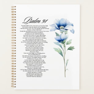 Psalm 91 Aquarell Blaue Blume Bibel Schrift Planer