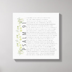 Psalm 91 Aquarell Grünheit Schrift Bibel Kunst  Leinwanddruck