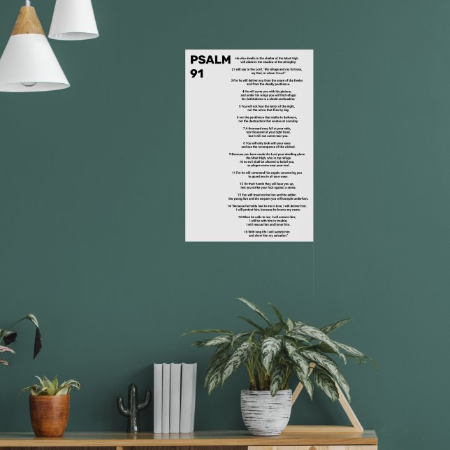 Psalm 91 Bibel Vers Christlich Moderne Schrift Poster (Wohnzimmer 1)