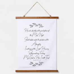 Psalm 91 Bibelkunst mit botanischen Blätter Christ Wandteppich Mit Holzrahmen