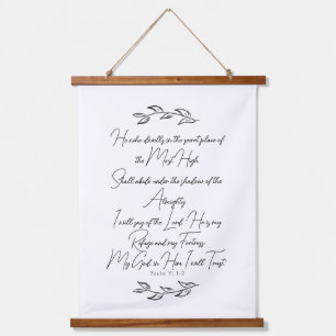 Psalm 91 Bibelkunst mit botanischen Blätter Christ Wandteppich Mit Holzrahmen