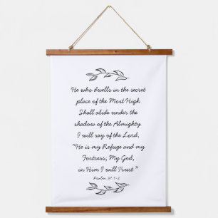 Psalm 91 Bibelverse Botanische Blätter Christlich Wandteppich Mit Holzrahmen