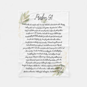 Psalm 91 Bible Art Soft Greenery Blätter Christlic Fleecedecke