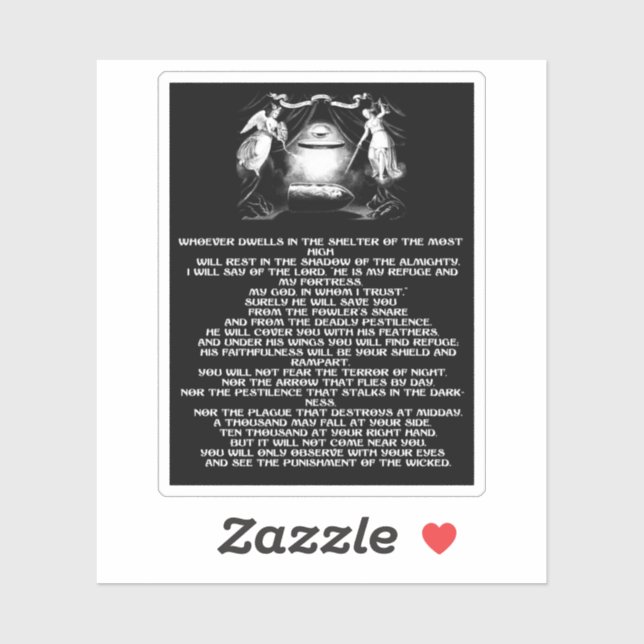 Psalm 91 Bible Zitat Engel Religiöse Kunst Aufkleber (Blatt)