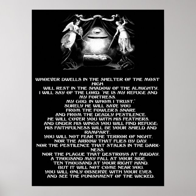 Psalm 91 Bible Zitat Engel Religiöse Kunst Poster (Vorne)