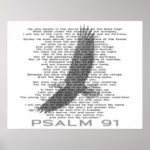 Psalm 91 Black and White Soaring Eagle Christian Poster