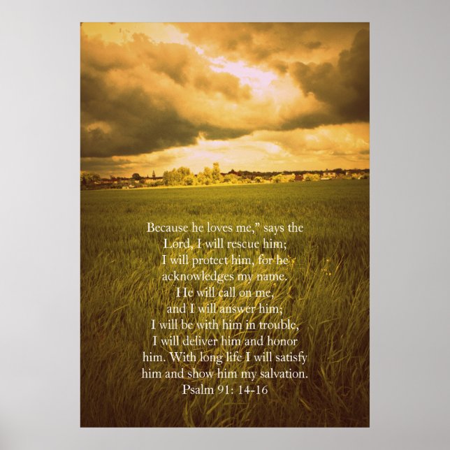 Psalm 91, Christliches Poster mit dramatischen Fel (Vorne)
