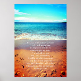 Psalm 91, Christliches Poster mit Meereswellen & S
