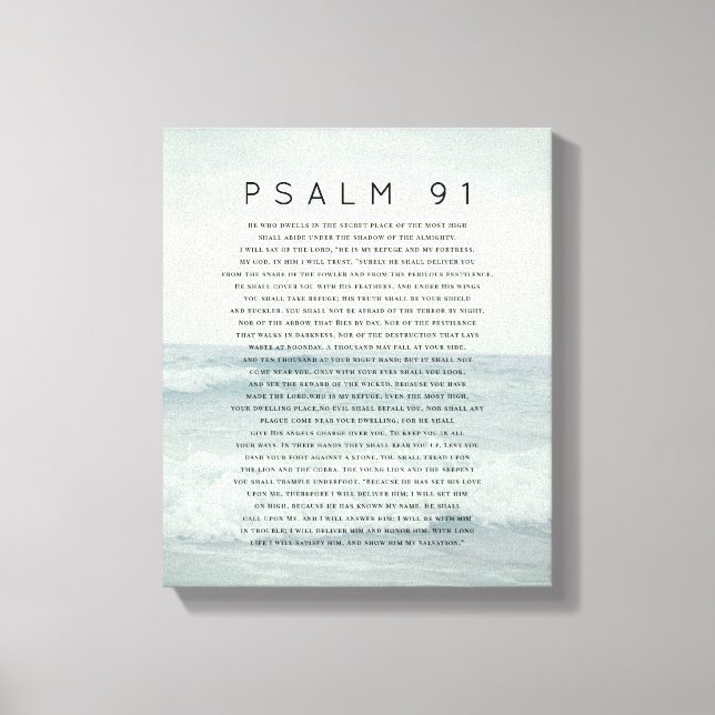 Psalm 91 Coastal Beach Waves Canvas Print Leinwanddruck (Vorderseite)