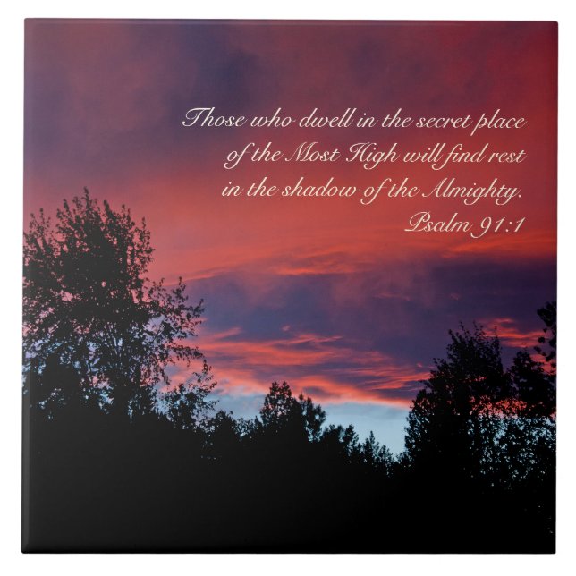 Psalm 91 Diejenigen, die an dem geheimen Ort wohne Fliese (Vorderseite)