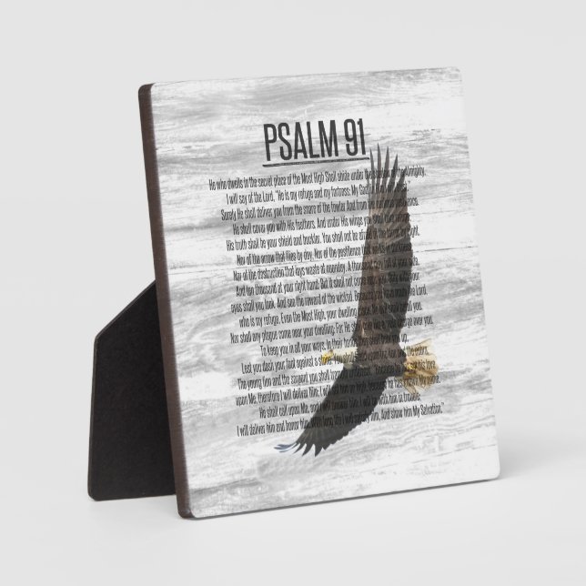 Psalm 91 Eagle-Schrift Rustikales Holz Fotoplatte (Vorderseite)