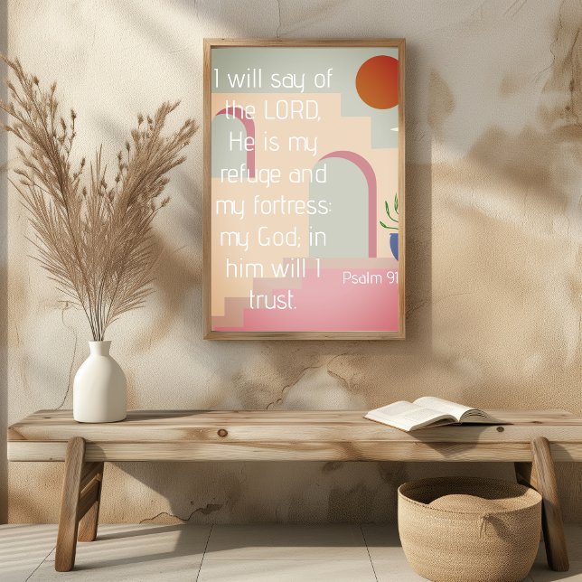 Psalm 91 Er ist mein Bibelheft Poster (Psalm 91 He Is My Refuge Bible Scripture Poster
)