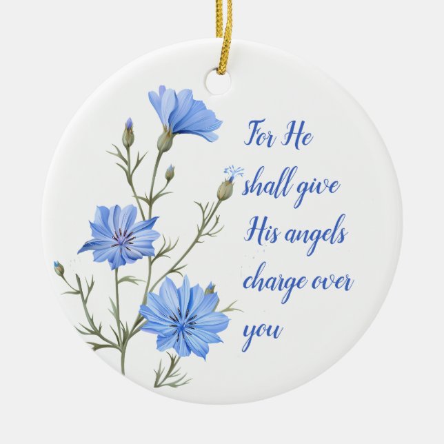 Psalm 91  Er wird seinen Engeln Inspiration geben Keramik Ornament (Vorne)