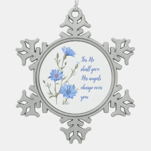 Psalm 91 Er wird seinen Engeln Inspiration geben Schneeflocken Zinn-Ornament