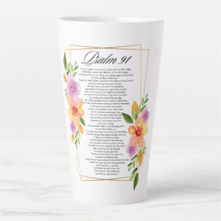 Psalm 91 Geometrischer Rahmen für Blumen Milchtasse