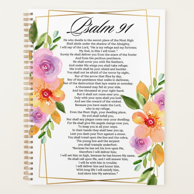 Psalm 91 Geometrischer Rahmen für Blumen Planer (Vorderseite)