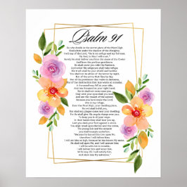 Psalm 91 Geometrischer Rahmen für Blumen Poster
