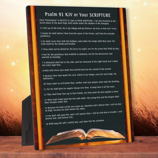Psalm 91 Geschenke oder Dein Lieblings-Schrift-Sch Fotoplatte (Psalm 91 prayer personalized for family and friends. Psalm 91 personalised. Psalms 91 plaque, KJV.)