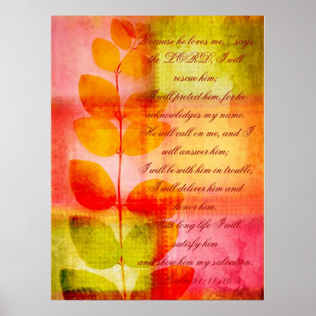Psalm 91, Grunge Herbst-Design-Wandplakat Poster (Vorne)