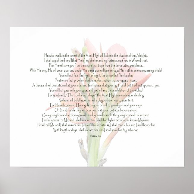 Psalm 91 Lily Blume Mein Gott ist, wem ich vertrau Poster (Vorne)