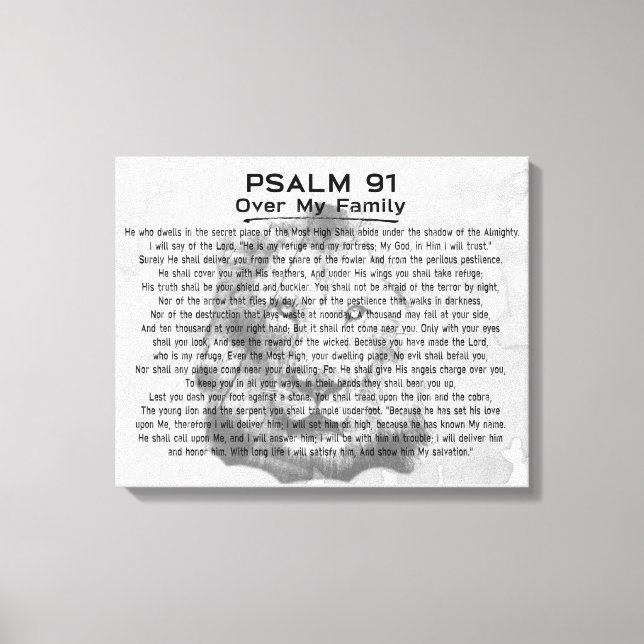 Psalm 91 Lion Watercolor Artwork Family Wohngestal Leinwanddruck (Vorderseite)