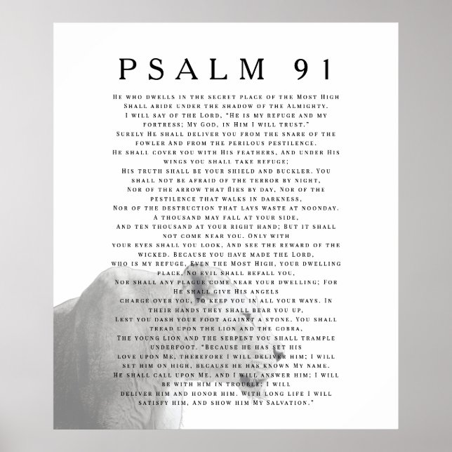 Psalm 91 Löwe Christlich Bibel Verse Art Poster (Vorne)
