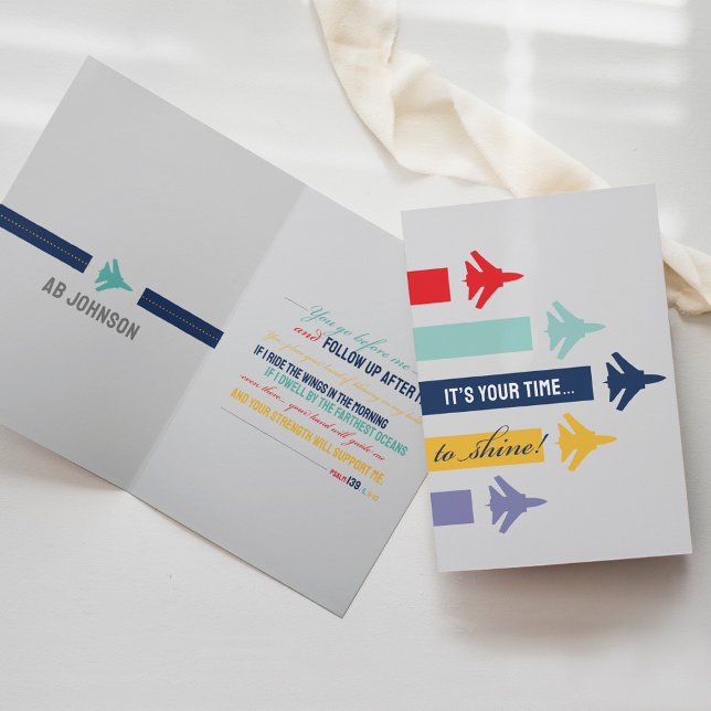 Psalm 91 Luftwaffe F16 Grundausbildung BMT Militär Karte (Air Force basic training BMT F-16 jet flight plane letter writing card Psalm 91 military Christian)