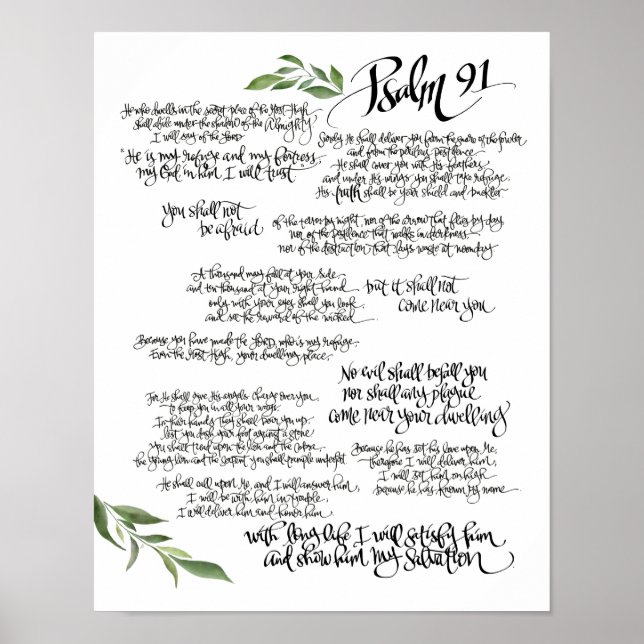 Psalm 91 poster HAND LETTERED | Bible protection (Vorne)