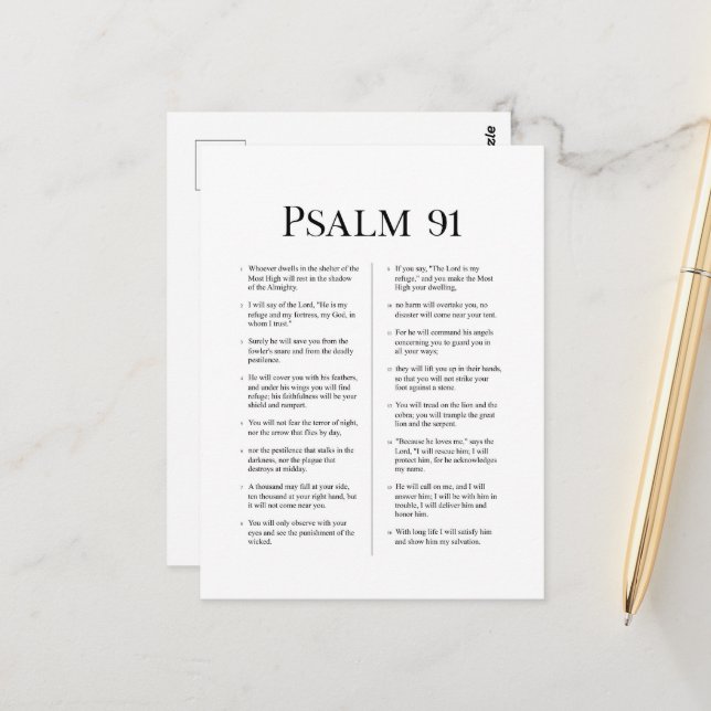 Psalm 91  postkarte (Vorderseite/Rückseite Beispiel)