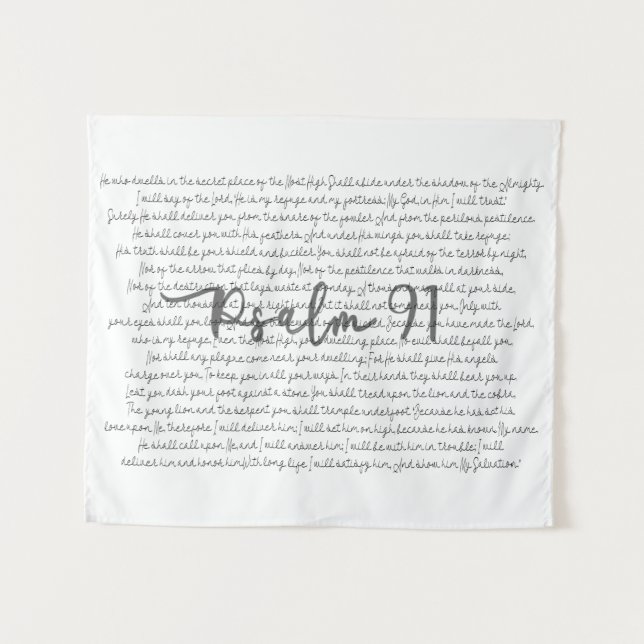 Psalm 91 Scripture Art Script Briefe Tapestry Wandteppich (Vorderseite (Horizontal))