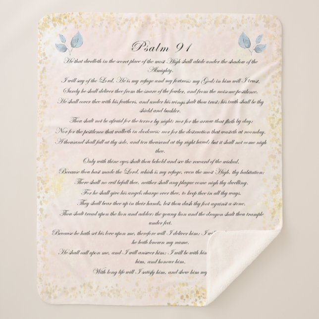 Psalm 91, Scripture & Eukalyptus-Blätter, Blush Sherpadecke (Vorderseite)