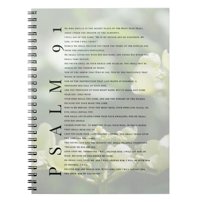 Psalm 91 Soft White Floral Christian Journal Notizblock (Vorderseite)