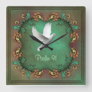 Psalm 91 Square Quadratische Wanduhr