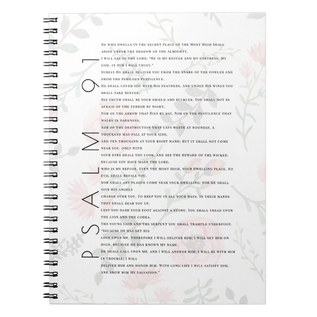 Psalm 91 Typografie Christlich Floral Journal Notizblock (Vorderseite)