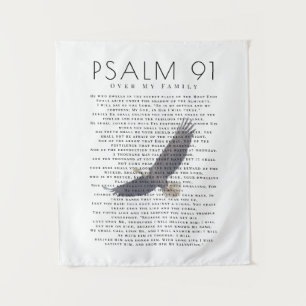 Psalm 91 Verse über meine Familie in den Himmel Wandteppich