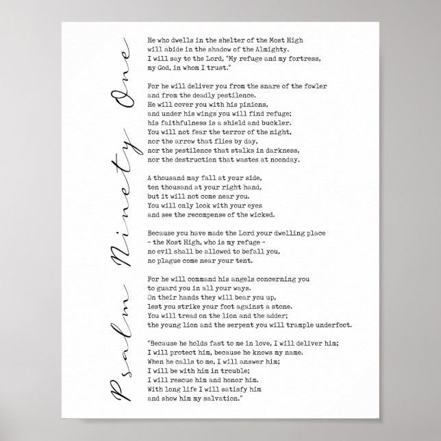 Psalm 91 Wall Art Poster (Vorne)