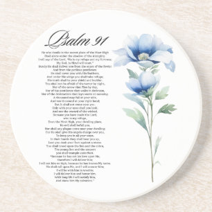 Psalm 91 Wasserfarbe Blaue Blume Bibel Schriften Getränkeuntersetzer