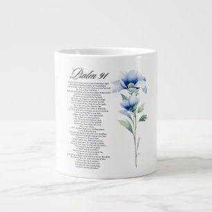Psalm 91 Wasserfarbe Blaue Blume Bibel Schriften Jumbo-Tasse