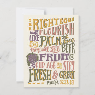 Psalm 92:12-14 Vintage-Oma-Handschrift  Postkarte
