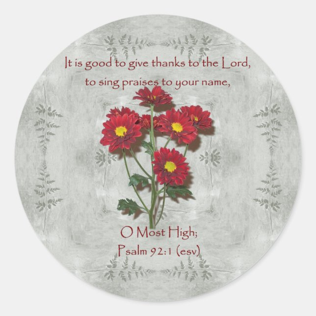 Psalm 92:1 ~ Danke an den Herrn Runder Aufkleber (Vorderseite)