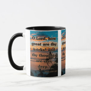 Psalm 92:5 KJV Bibelverse Pic Two-Tone Tasse