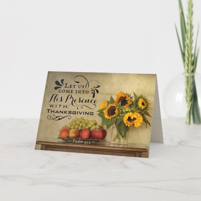 Psalm 95:2 In seine Gegenwart mit Erntedank Karte (Vorderseite)