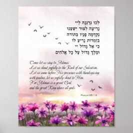 Psalm 95 Bibelversen auf Hebräisch und Englisch Poster