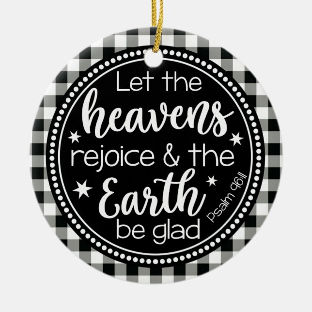 Psalm 96:11 Lass dem Himmel Freude Kariert Keramik Ornament (Vorne)