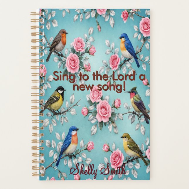 Psalm 96:1 Personalisierter Blumen-Vogel-Planer Planer (Vorderseite)
